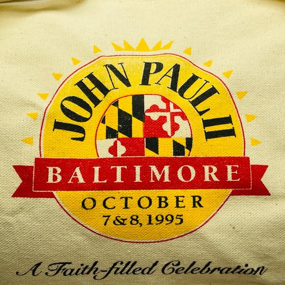NWOT Vintage 1995 Tote/Duffle Bag, Pope John Paul II Baltimore Visit, 18" L (B2) - Picture 3 of 14